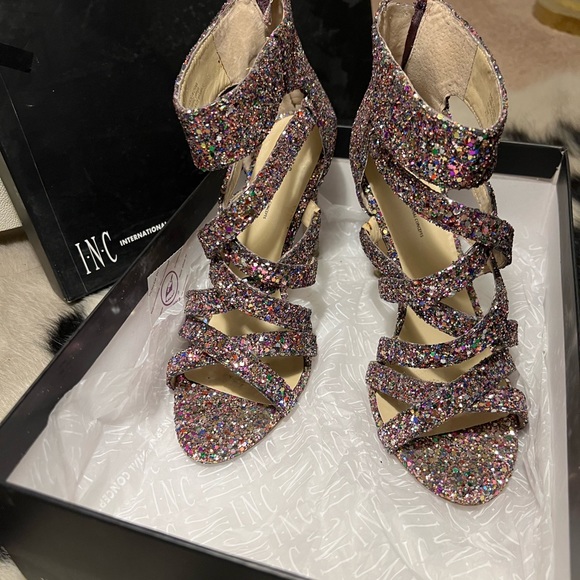 INC Multi Glitter Strappy High Heels - Picture 12 of 16